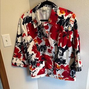 Coldwater Creek Red and Black Floral Blazer